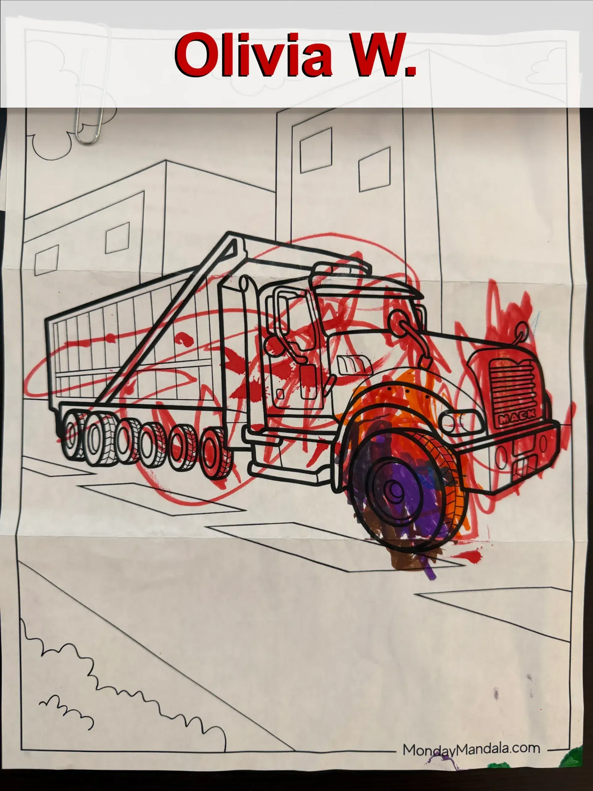 childs drawing of embrich truck