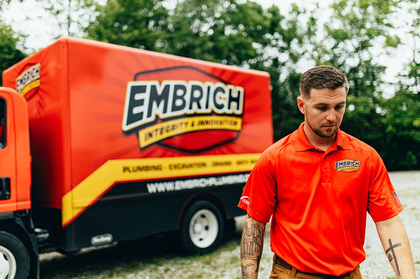 Embrich Plumbing, Heating & Air Conditioning branded service vehicle used for professional plumbing services in Collinsville